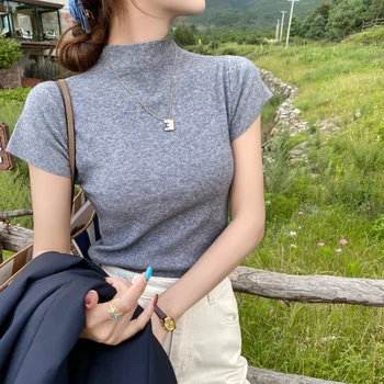 تي شيرت حريمي مثير موديل 2025 بدون أكمام تي شيرت علوي سادة بقصة ضيقة تي شيرت كاجوال تي شيرت نسائي أساسيات ملابس الشارع الشهير