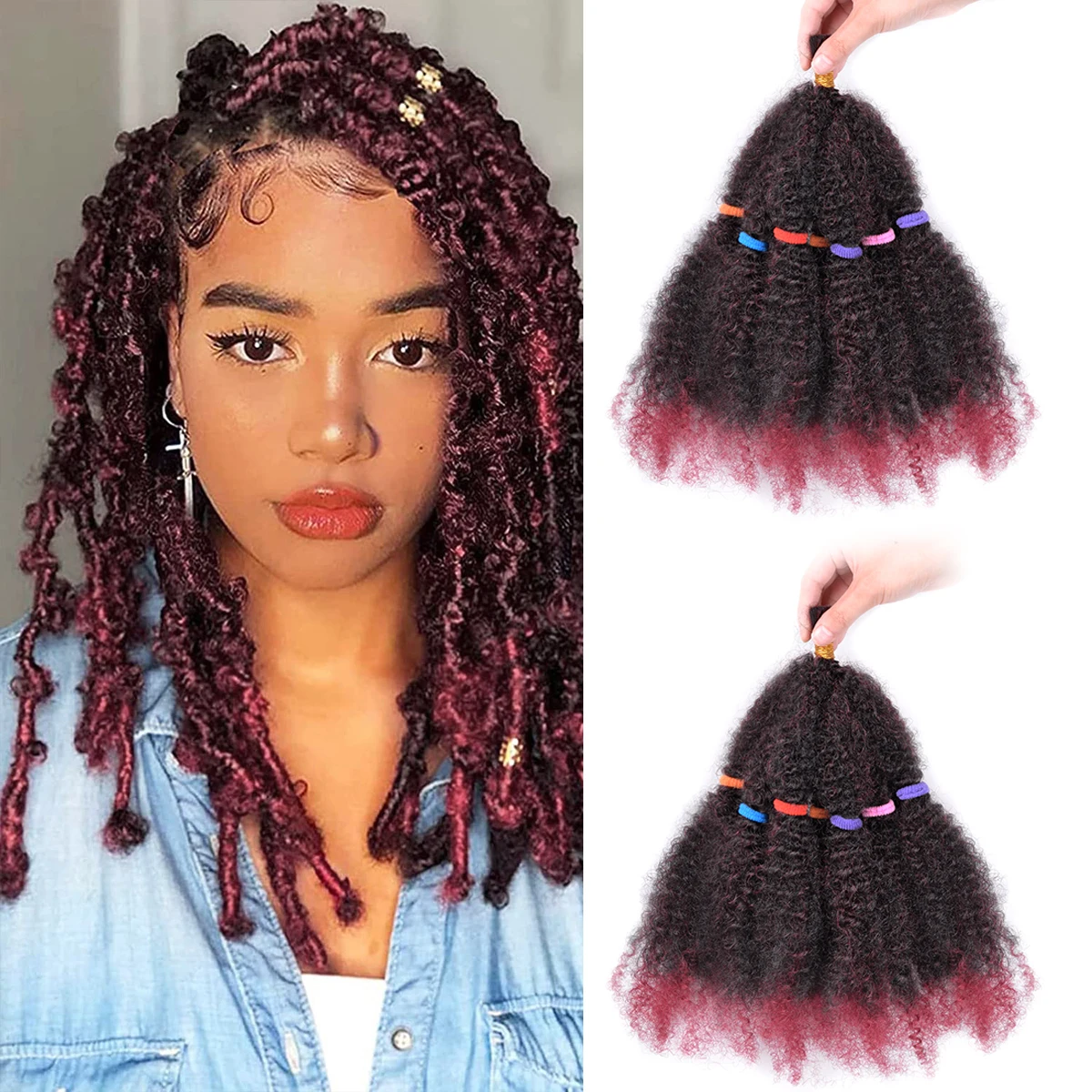 Afro Kinky Hair Pre Stretched Afro Kinky Twist Hair Braiding Hair Kinky Twist Crochet Braids Synthetic Hair Extensions For Women