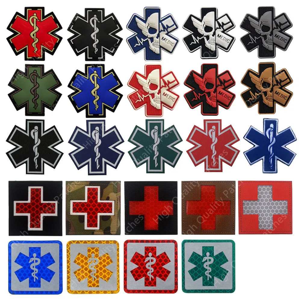 3D PVC Medical PARAMEDIC MED Patches IR Infrared Tactical Military MEDIC Rescue Combat Rubber Badge For Caps Backpack Sewing DIY
