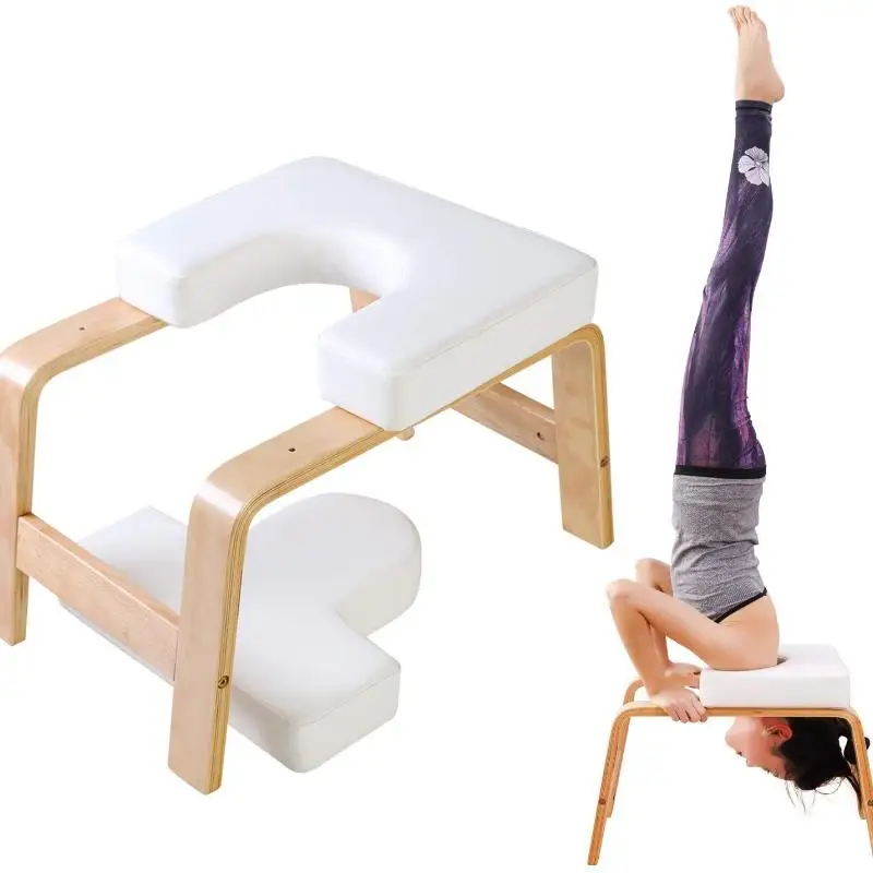 

1Pc Multifunctional Solid Wood Yoga Fitness Inverted Stool Professional Core Strength Auxiliary Chair Home Fitness Yoga Chair