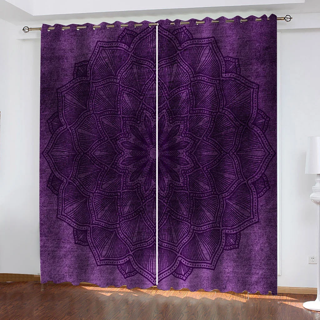 

Free Delivery Shipping 3D Purple Flower Bedroom Curtains Window Kids Room, Living Room Curtains, Blackout Children'S Curtains