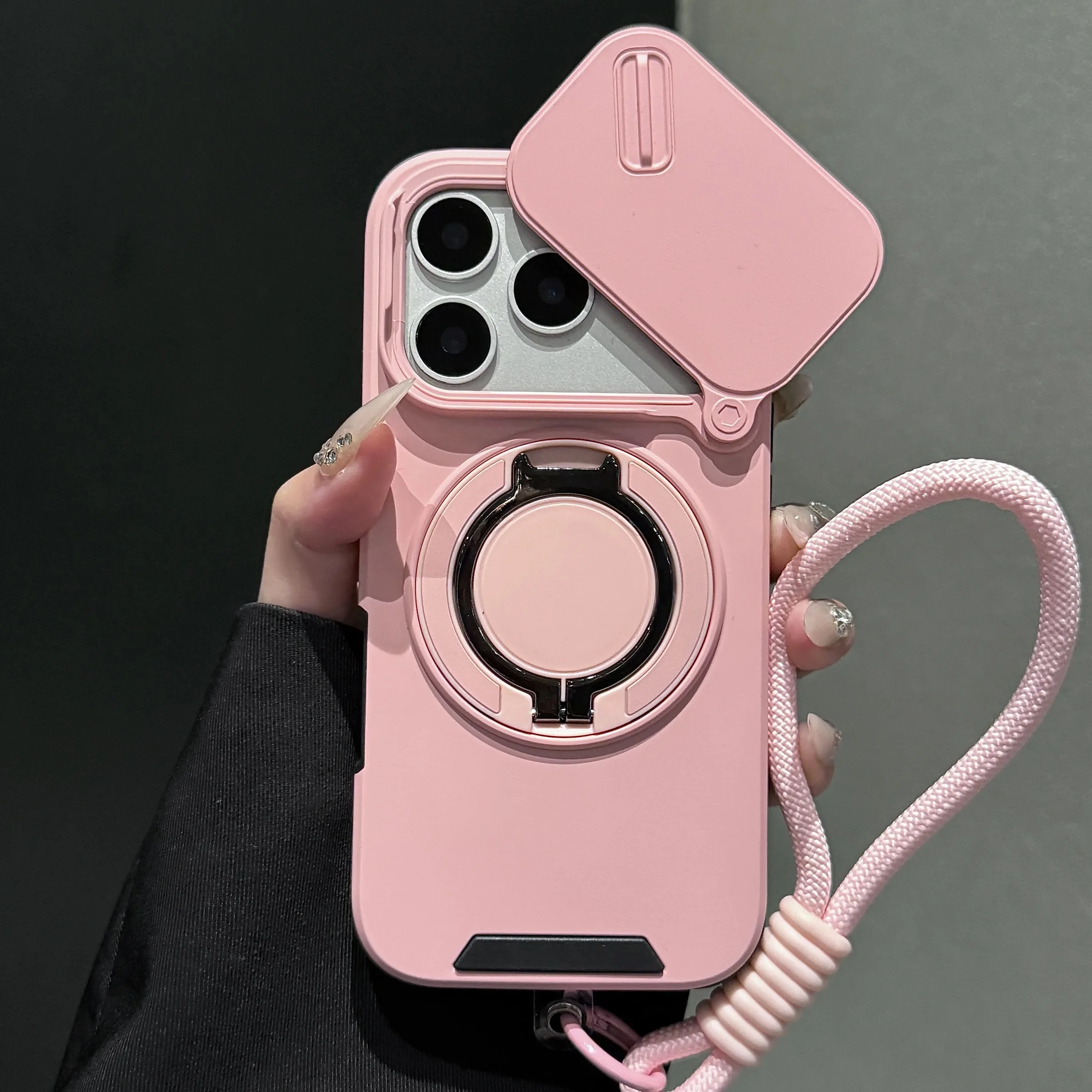 Shockproof Armor Case with Lanyard and Slide Camera Cover