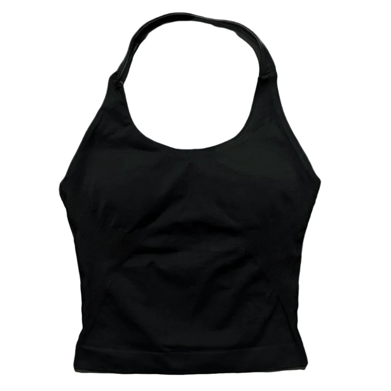 Seamless Push-Up Sports Halter Top with Removable Padding