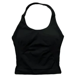 Seamless Push - Up Sports Halter Top with Removable Padding - XS (Black)