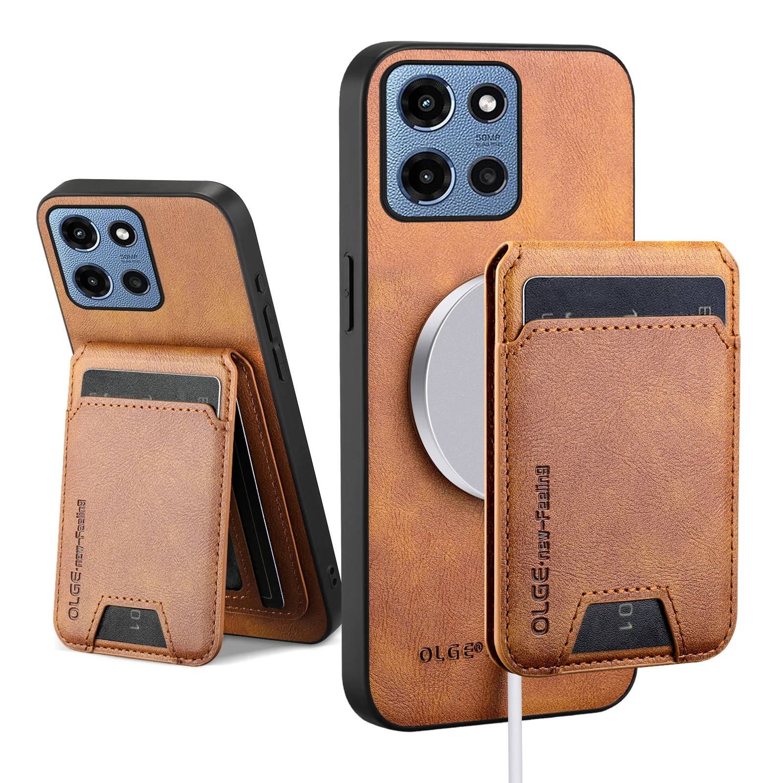 Leather Wallet Card Holder Case with Magnetic Stand Feature in Soft Shell Design