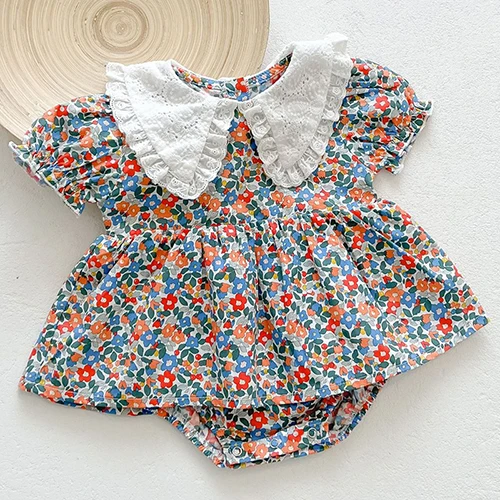 Summer Infant Baby Girls Jumpsuit Dot Printing Cotton Short Sleeve Toddler Baby Girl Romper 0-3Yrs Baby Girls Clothes Baby Bodysuits made from viscose  Baby Rompers