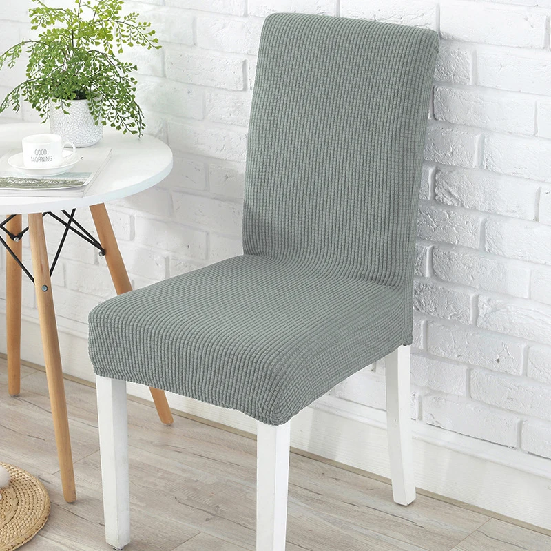 Description Picture 6 of itemStretch Dining Chair Covers Feature Textured Checked Jacquard Fabric Ventilate Chair Slipcover Thick Chair Protectors For Home