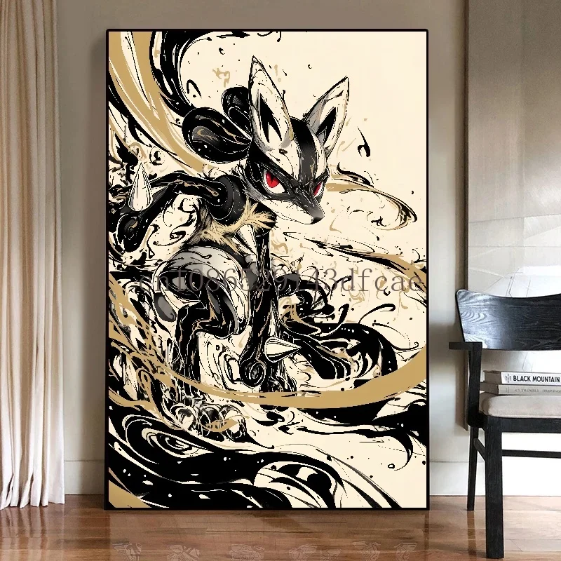 ポケモンアニメフィギュア,水墨画キャンバス,ピカチュウのポスターと