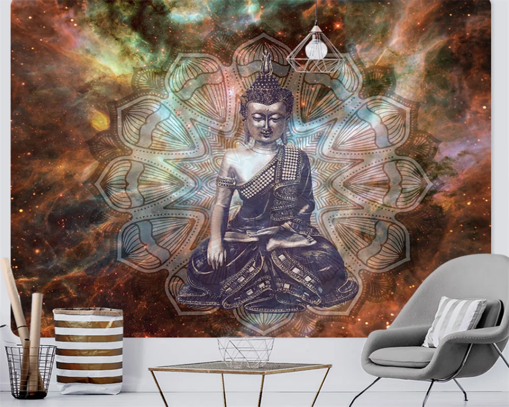 

beibehang Custom modern new bedroom living room moisture-proof silky Buddha background wallpaper papel de parede papier peint