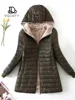 Women's Jacket Winter New Mid Length Korean Edition Hooded Fit Plus Fleece Cotton Coat Warm Lamb Fleece Parkas Winter Jackets 5