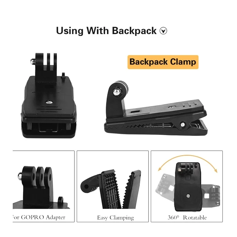 Action Camera Accessories Camera Accessories Pocket Camera Backpack Clip + Fixed Adapter Frame 360 Degree Rotate Holder For DJI OSMO Pocket 1 / 2 osmo action 2 gopro