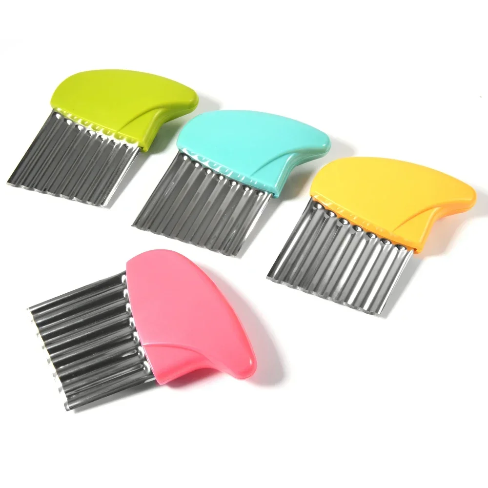 Stainless Steel Vegetable Potato Carrot Wavy Cutter Potato Chips Corrugated Wave Knife Kitchen Wrinkled French Fries Tool Gadget