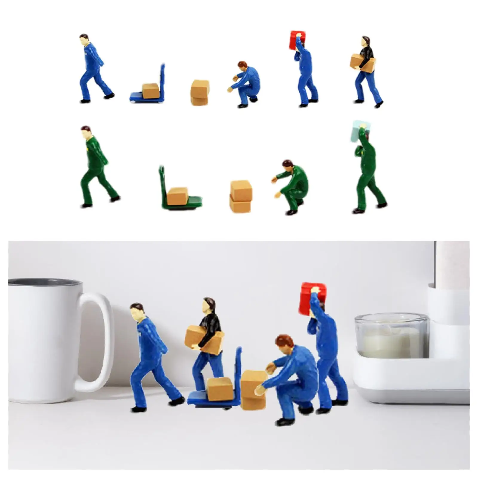 4 Pieces 1:64 Scale People Figures Pretend Play Toy Collectibles Figurine Decor Desktop Ornament Fairy Garden Resin Figurines