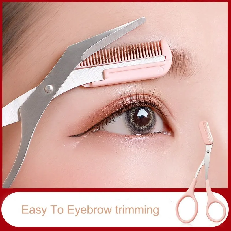 Eyebrow Trimmer Scissors Stainless Steel Beauty Tools Removable Eyelash Hair Remover Shaver Cutter Color Titanium eyebrow scissors stainless steel scissors