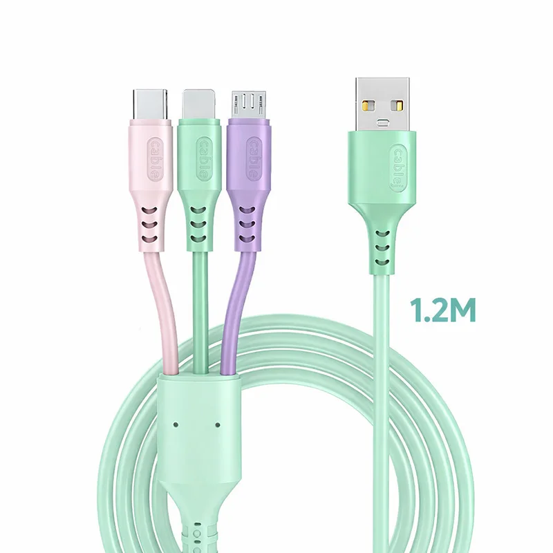 Universal 3-in-1 High-Speed Charging & Data Sync Cable - 6A Fast USB Charger Cord