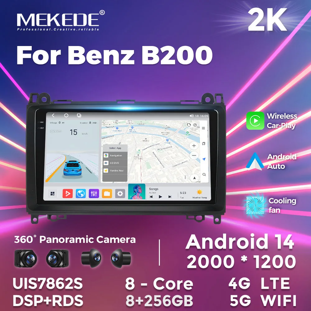 Autoradio Android 15 9" Pour Mercedes B200 2008-2011, Viano, Vito - CarPlay, Android Auto, GPS, 4G/128G