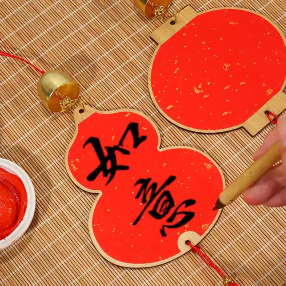 2pcs Wooden Chinese New Year Decoration Traditional with Tassel Spring Festival Decor Red Wall Hanging Ornament Wall Decoration