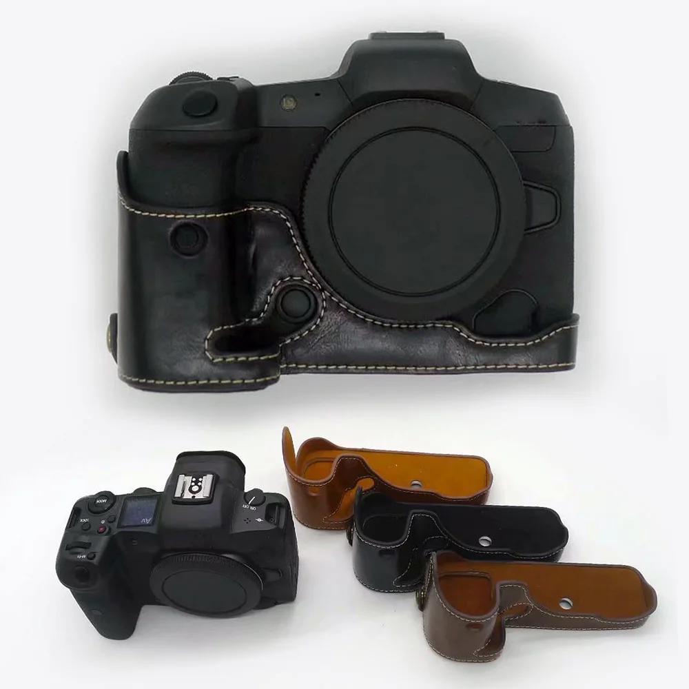 Couro Câmera Meia Capa para Canon Grip Canon Eos r rp r5 r6