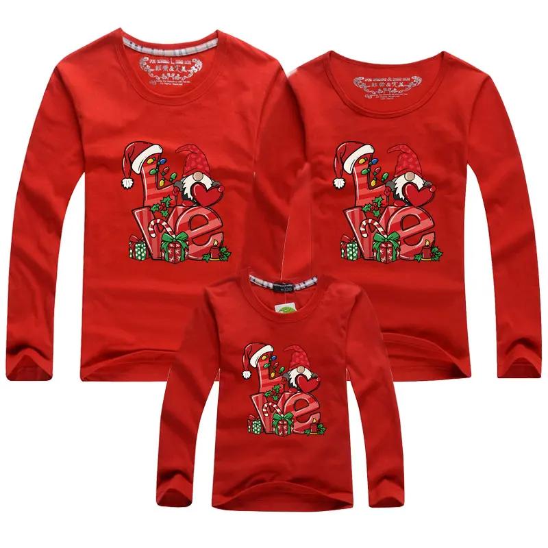 Conjuntos familiares a juego 2023 Padre, madre, hija, hijo, ropa de dibujos animados de Navidad, camiseta de manga larga, Año Nuevo, niños, adultos, tops