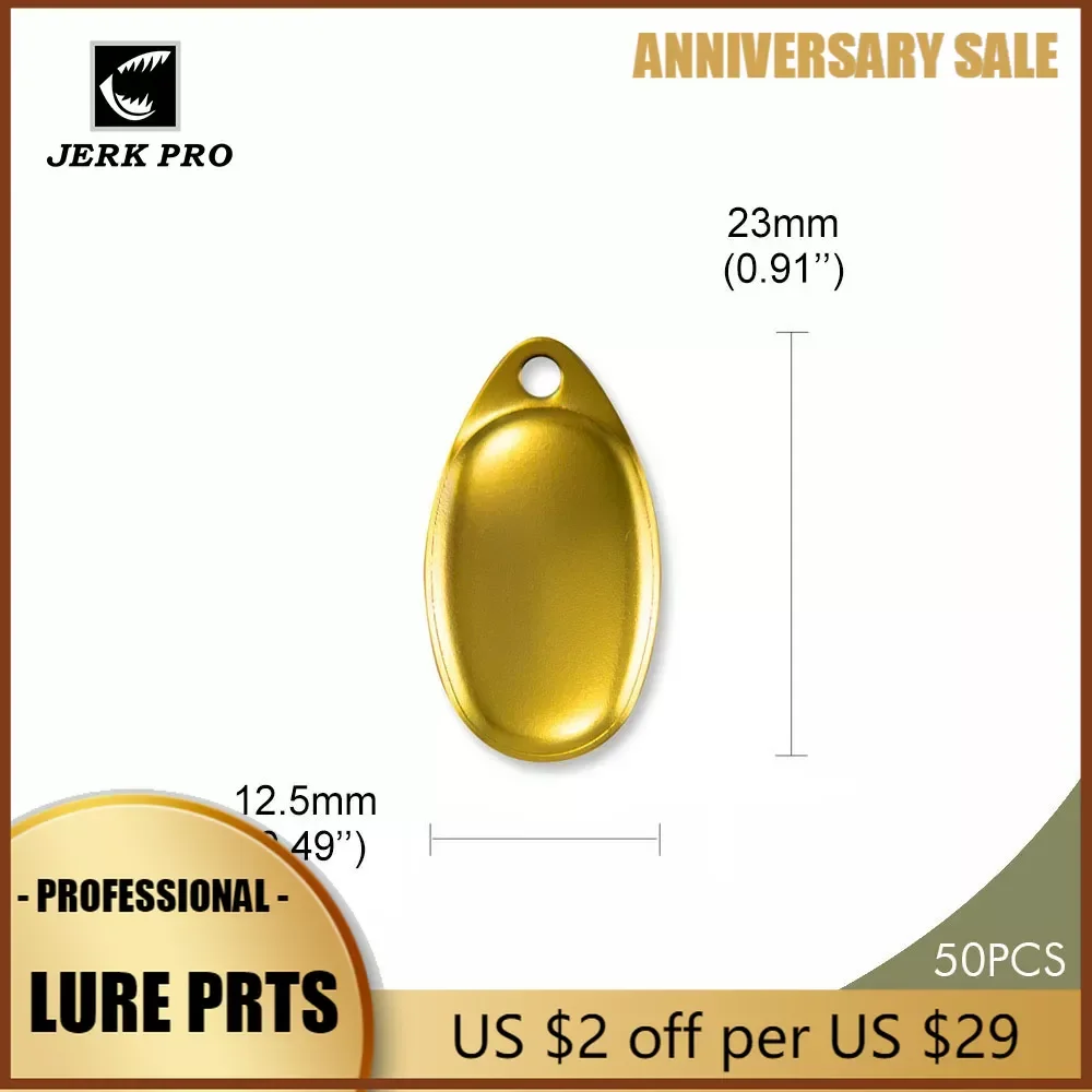

JERK PRO 50PCS Size 1 Steel French Spinner Blades Gold Plated Fishing Lure Components Angler’s Tackle Craft