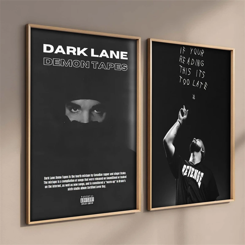 【額縁付き】 drake lane demo tapes A2ポスター Amazon.com: metegate Drake Poster Dark Lane Demo Tapes