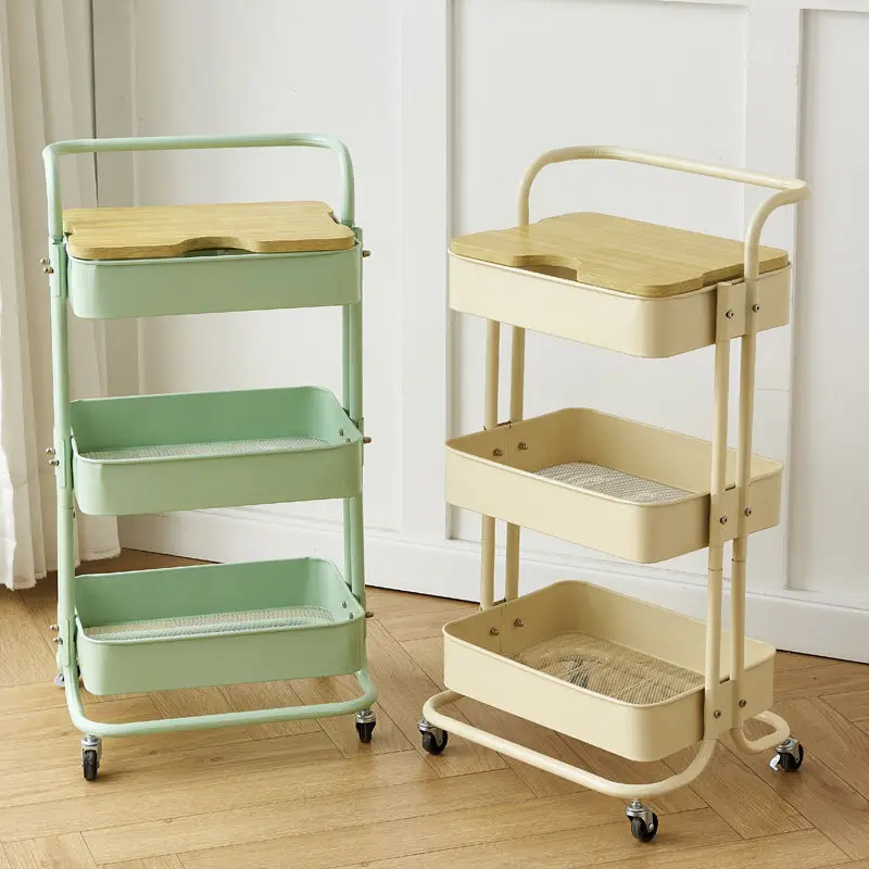 3/4 Tiers Stainless Steel Storage Rack Trolley Kitchen Bathroom Bedroom Multi Storey Snacks Storage Rack with Wheels Organizer