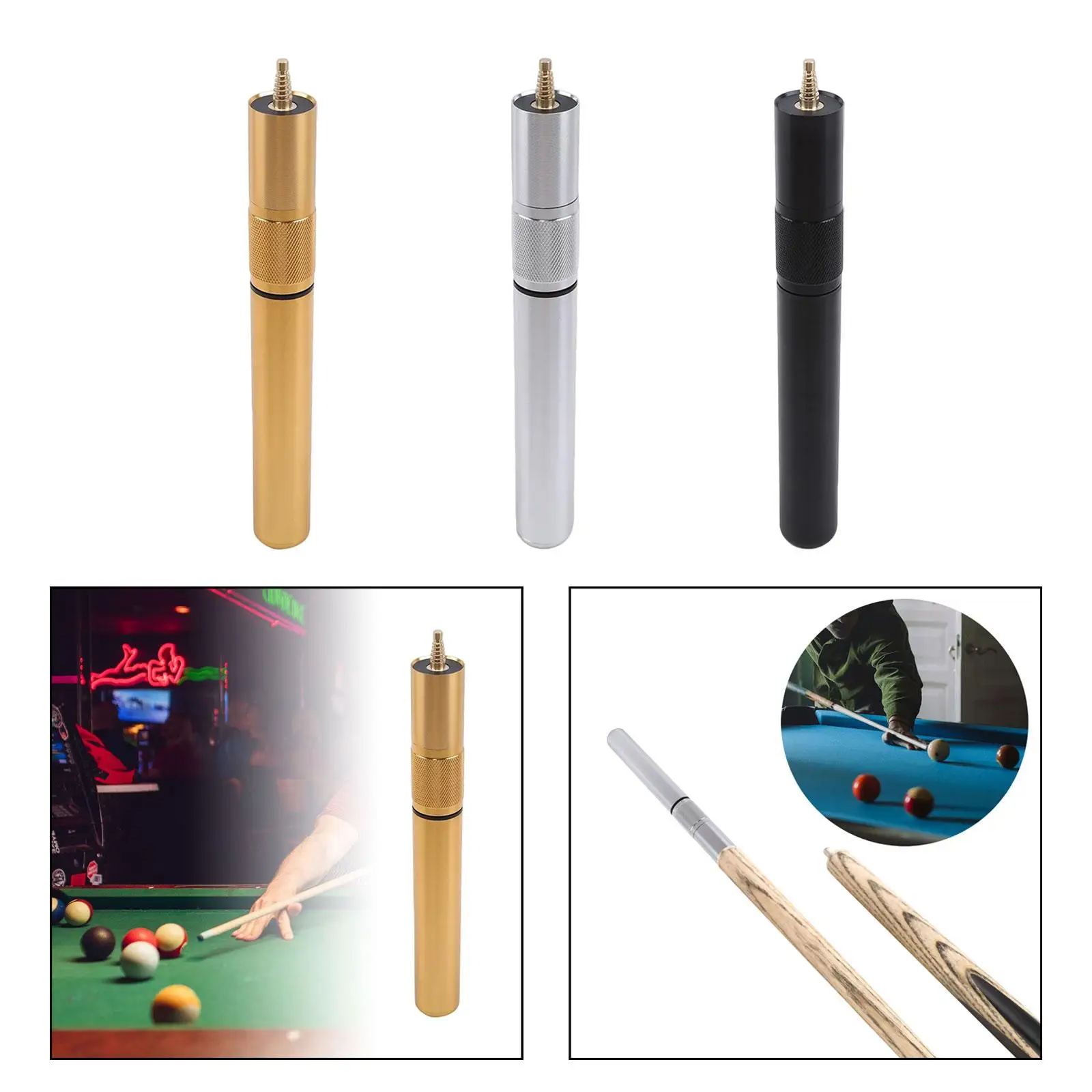 Pool Cue Extender Ultralight Strong Compact Metal Pool Cue Extension for Adult Enthusiast Beginners Athlete Billiard Accessories