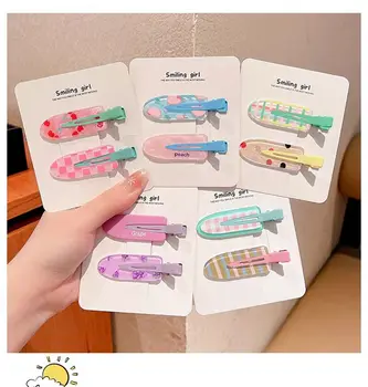 4/6/8/10pcs di Colore Della Caramella Frutta Hair Bang Clip di Estate Tornante Senza Piega Acrilico Barrette Morsetto Laterale Dei Capelli Per La Ragazza accessori per capelli 1