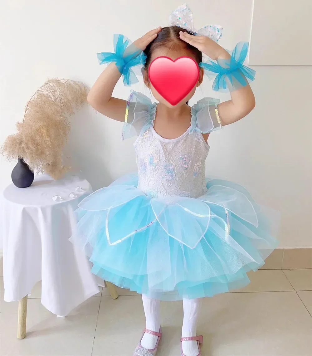 فستان رقص يوم الأطفال فتاة الباليه هدية عيد ميلاد الترتر الباليه الاطفال ملابس فساتين الأميرة الصيفية الفتيات الزي