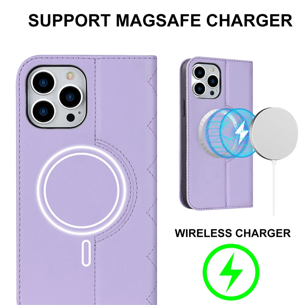 iPhone Pro Max Wireless Charger Leather Case Stand