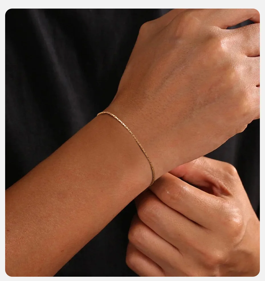 Vnox Schlanke, handgefertigte Gliederkettenarmbänder für Männer und Jungen, verstellbares, stapelbares Gliederarmband aus Edelstahl – Detail 3