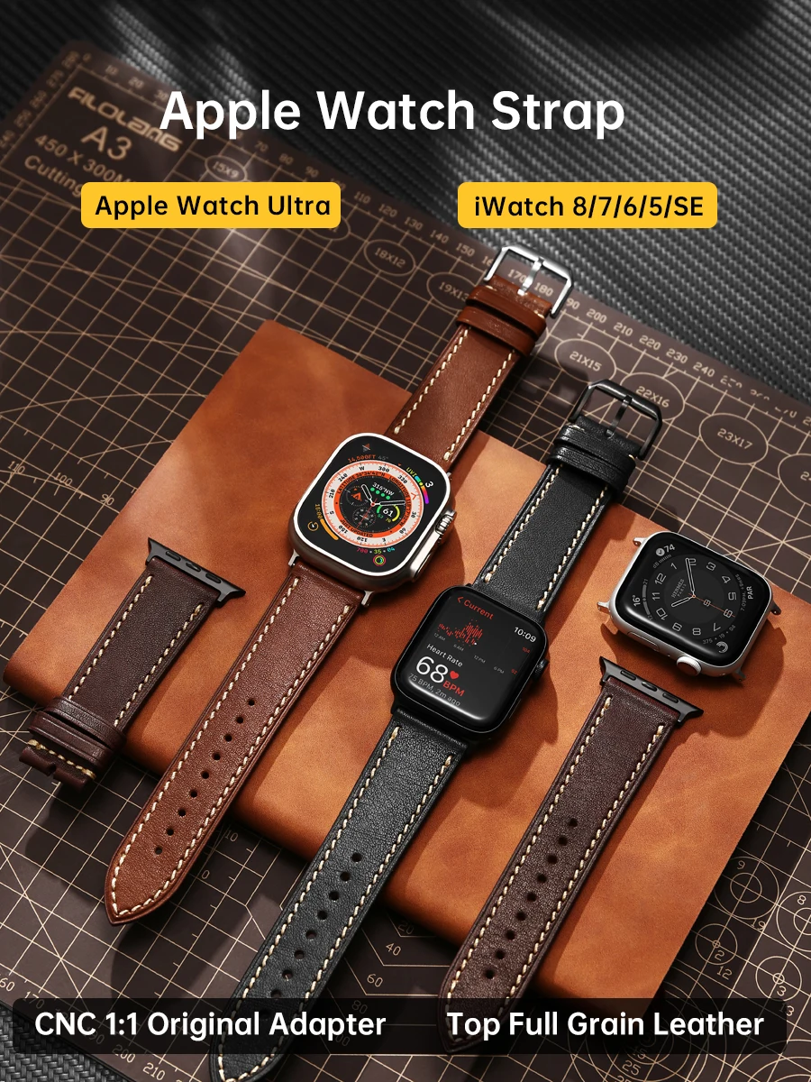Cinturini In Pelle Di Qualità Per Apple Watch Ultra 49Mm 8 7 6 Se Hermes Accessori Bracciali 45Mm 44Mm 41Mm 40Mm Cinturini Per Orologi Apple