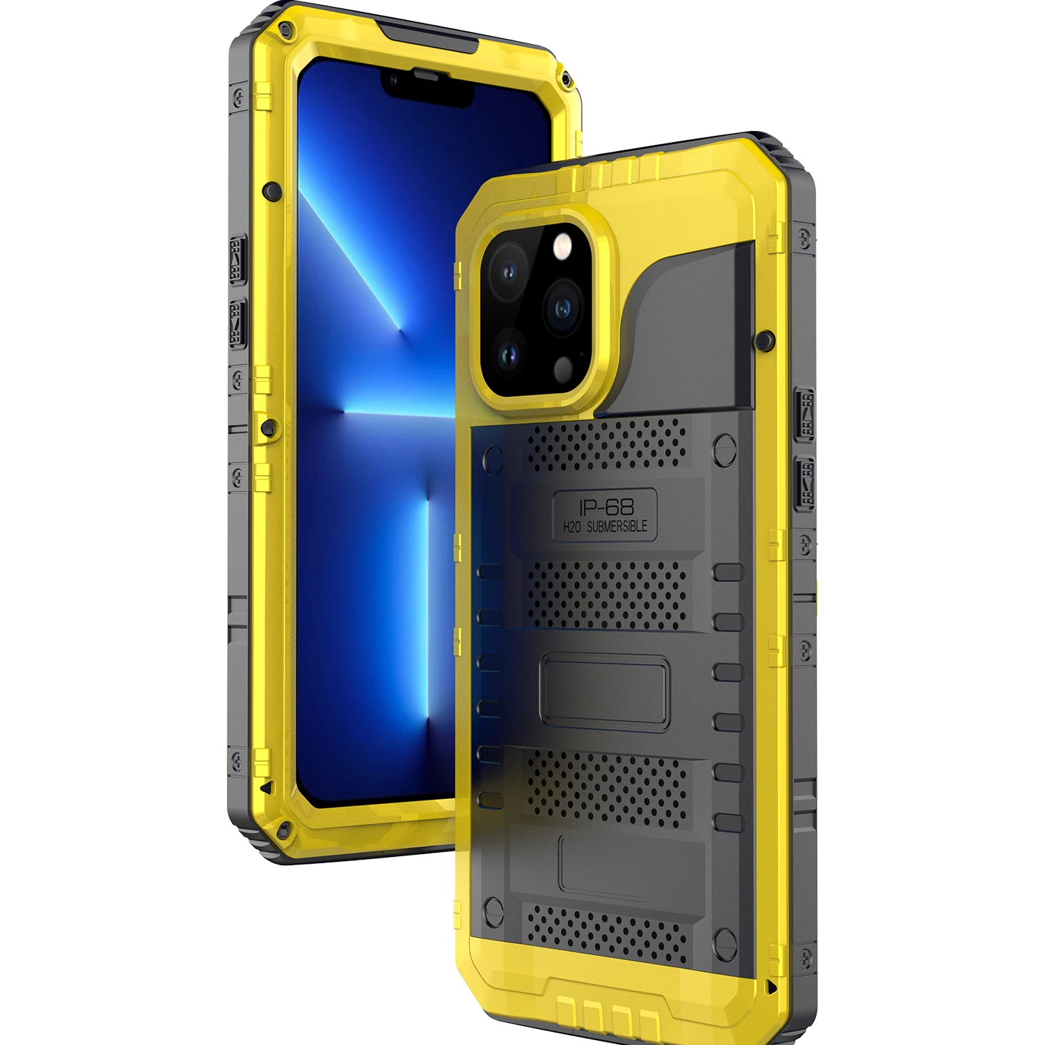 

Оригинальный ударопрочный водонепроницаемый чехол для iPhone 13 Pro Max силиконовый металлический бампер рамка пленка из сплава Защитная крышка ...
