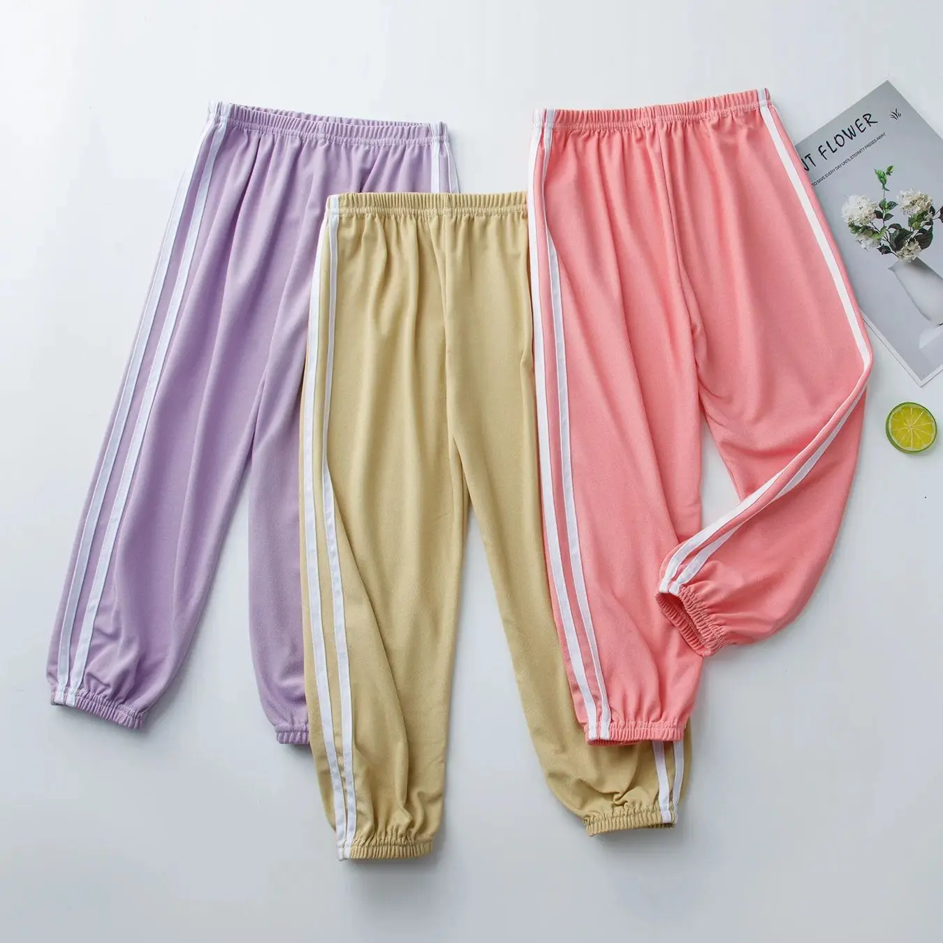 Summer Children's Casual Pants 1/3 Pieces Boys' Sports Running Pants Girls' Sweet And Cute 9-inch Versatile Student sports pants,children clothing