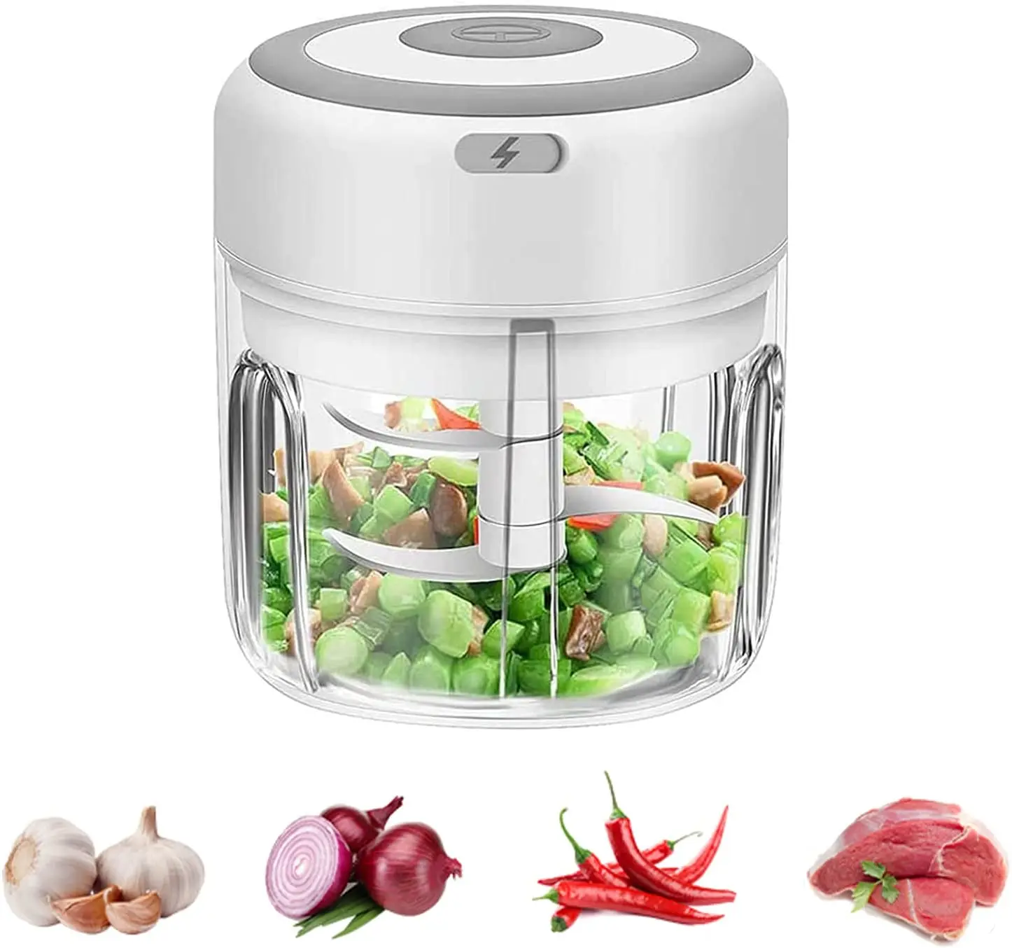 

Electric Mini Garlic Chopper, Food Slicer Mincer For Onion Chili Fruits Ginger Meat Nuts Pepper Vegetable Masher/Blender