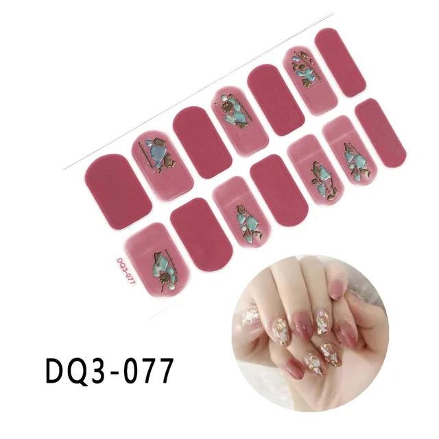 Korean Fashion Colorful 3D Glitter Sequins Nail Art Stickers Manicure DIY Nail Strips Wraps Solid Color DQ3-077