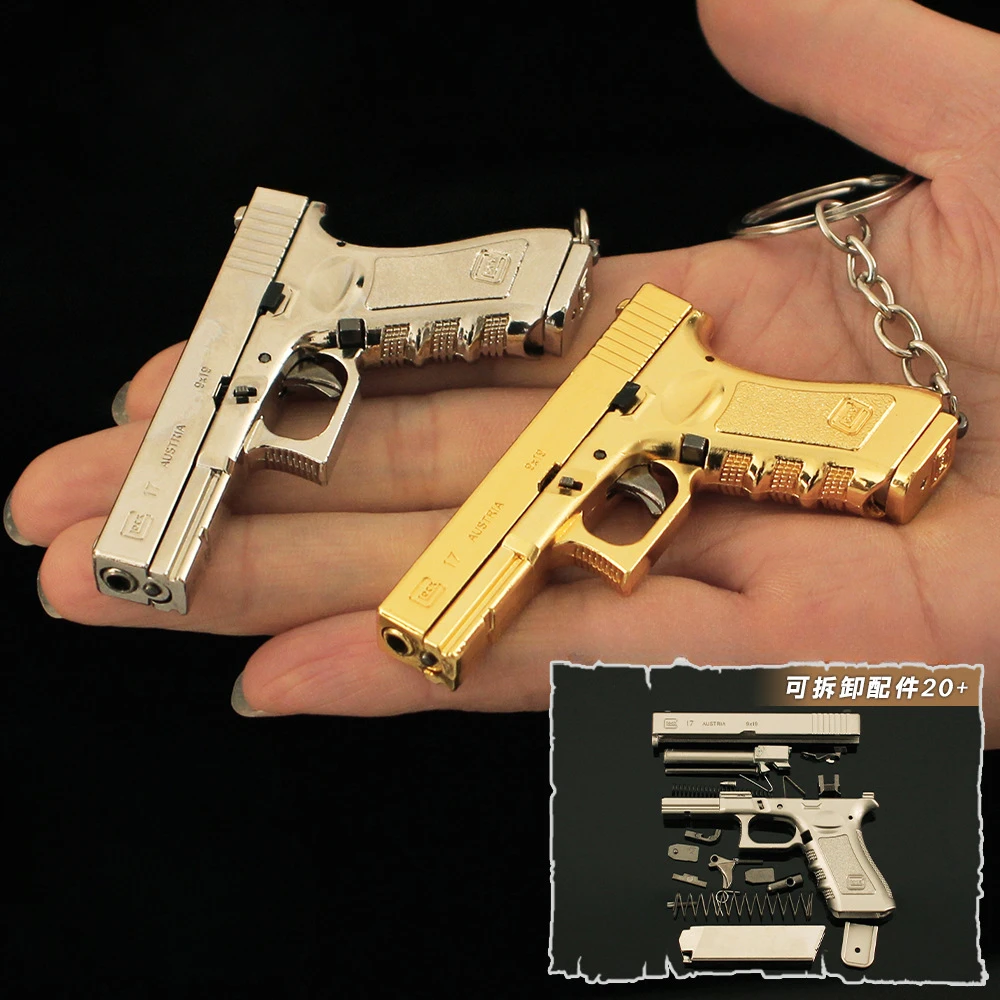 6.5cm Glock G17 Pistol Weapon Model Keychain Metal Game Pendant Ornaments Model Christmas Gifts Children's Toys Gifts for Boys 2