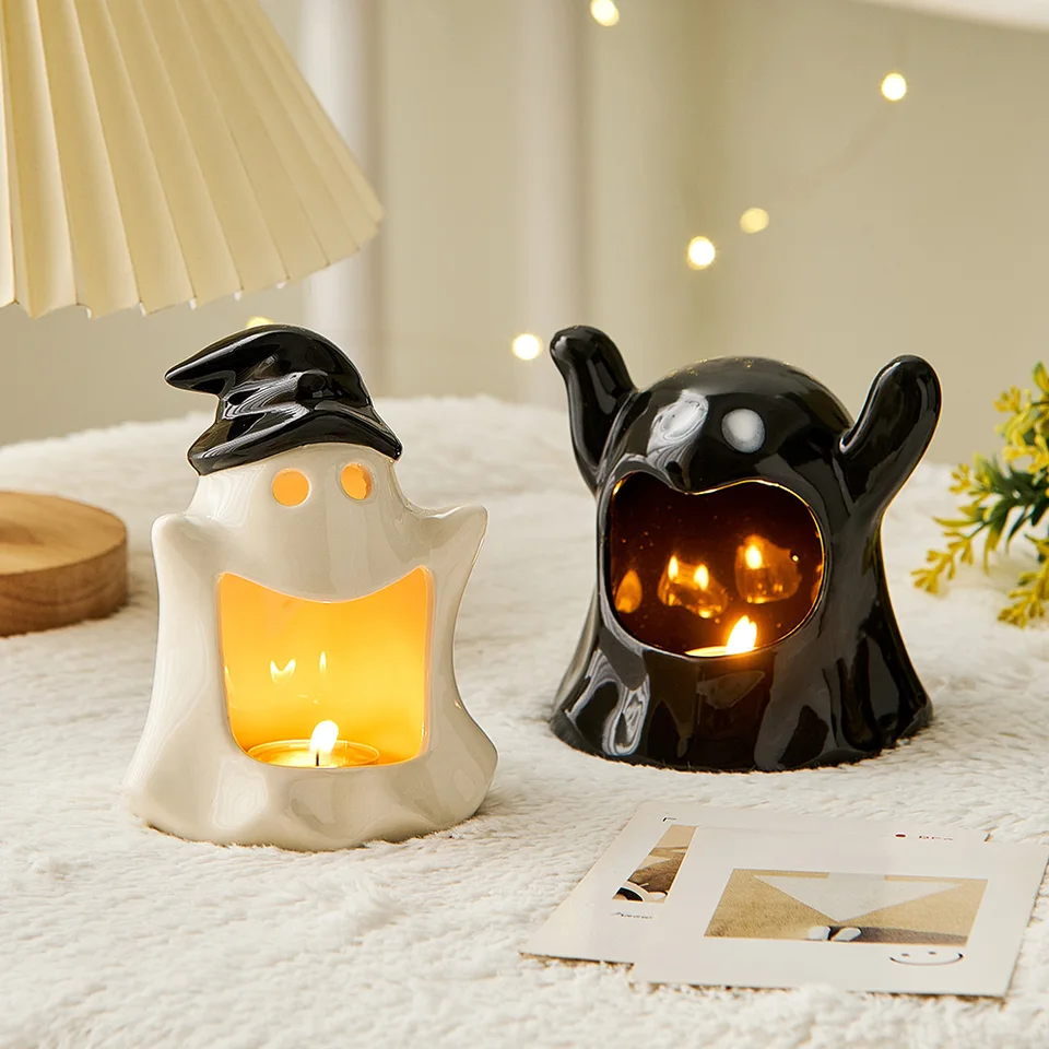 Candle Container Creative Halloween Ceramic Craft Pendant Aromatherapy Candle  Container DIY Ghost Candlestick - AliExpress