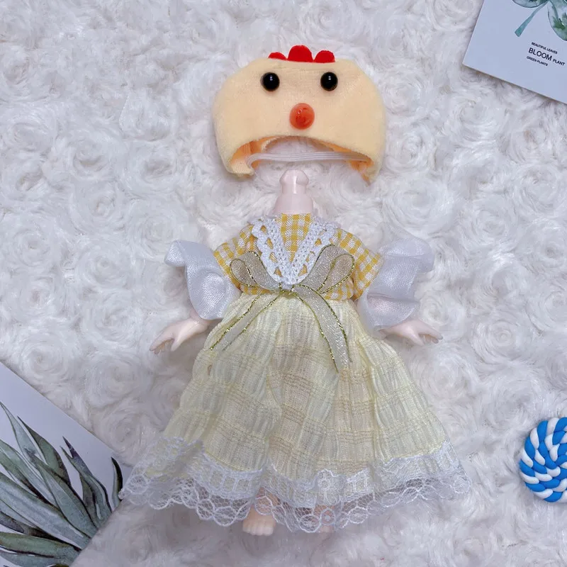 

Bjd Clothes 16cm Doll 6 Inch for Dolls Toys White Wedding Dress Spring Winter Season Doll Clothing Suit DIY Toy for Girls