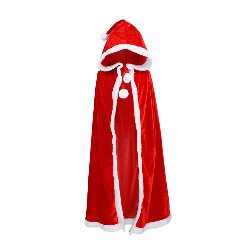 

CLEVER-MENMODE Christmas Cloak Men Hooded Fluff Santa Claus Long Robe Adult Thin Xmas Cape Shawl Party Costume Performance Cloth
