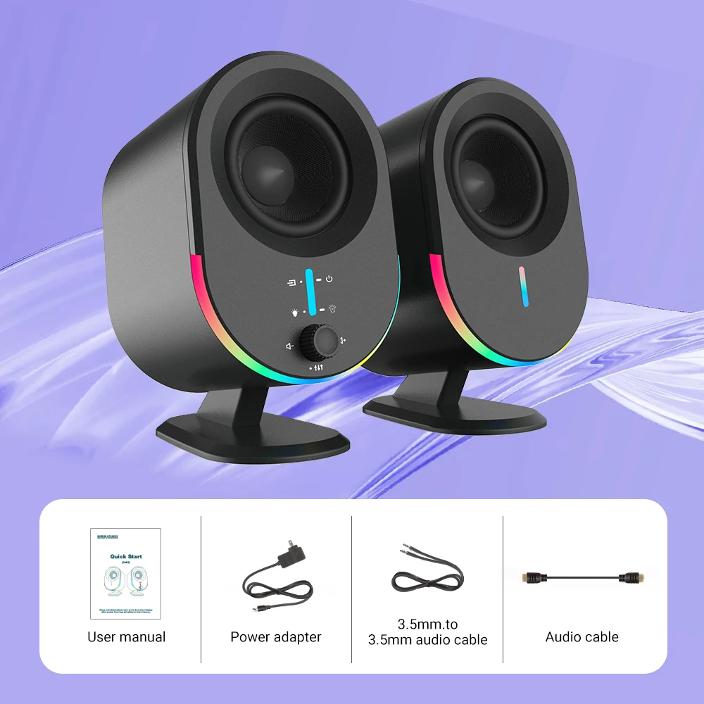 2.0 Gaming Bluetooth Speaker Computer USB sound card AUX input 20W RGB Light Effect 2.75 inch full range unit