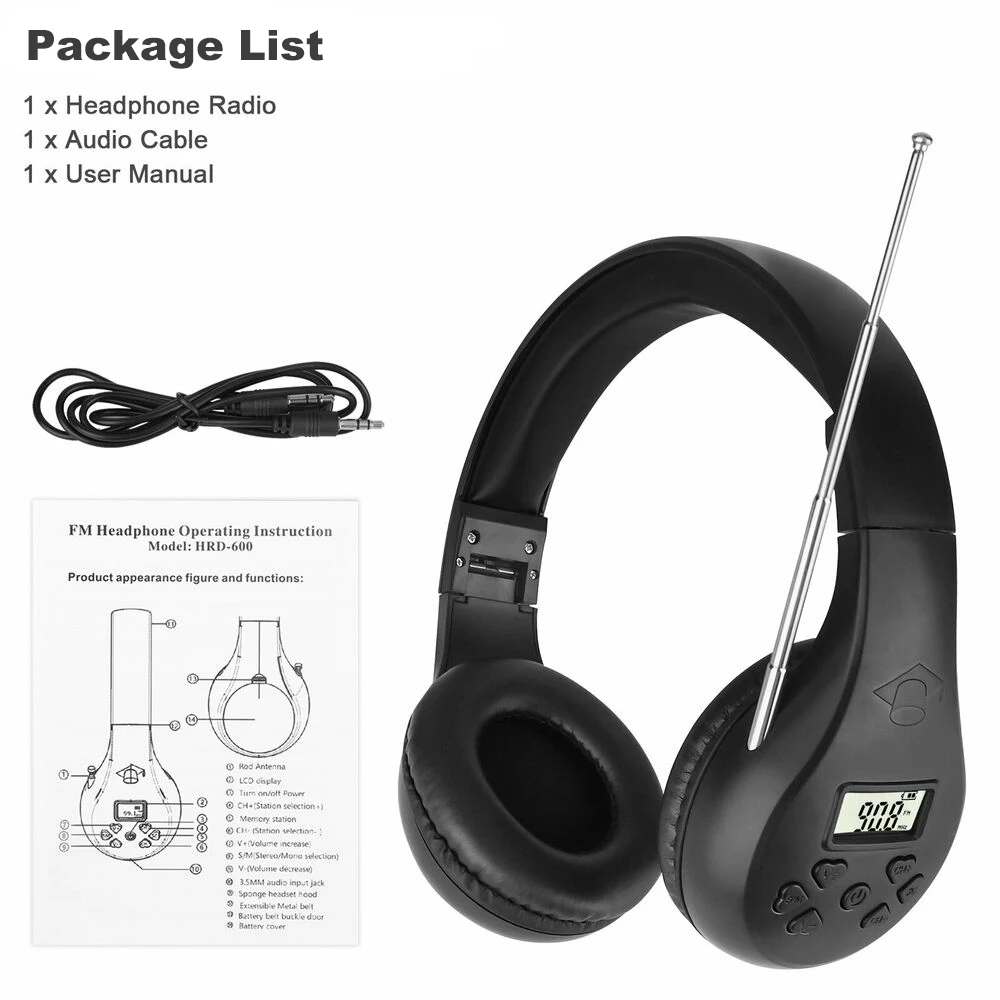 Portable FM Radio Headset with Digital Display for Conference