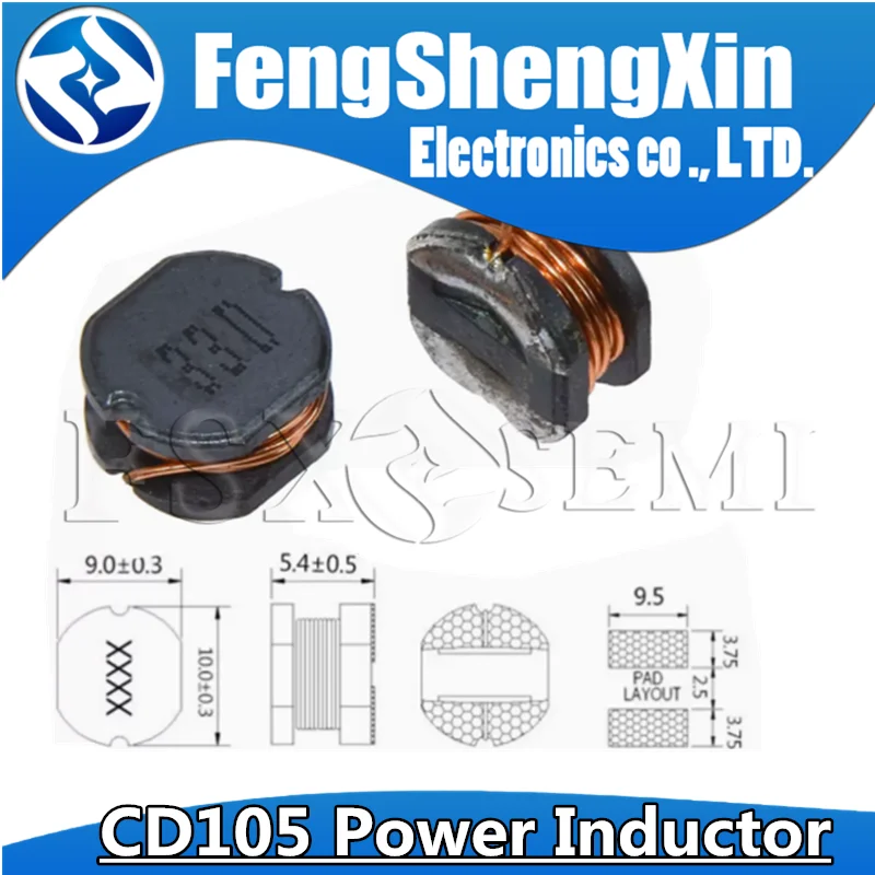 10pcs SMD Power Inductor Assorted Values Set