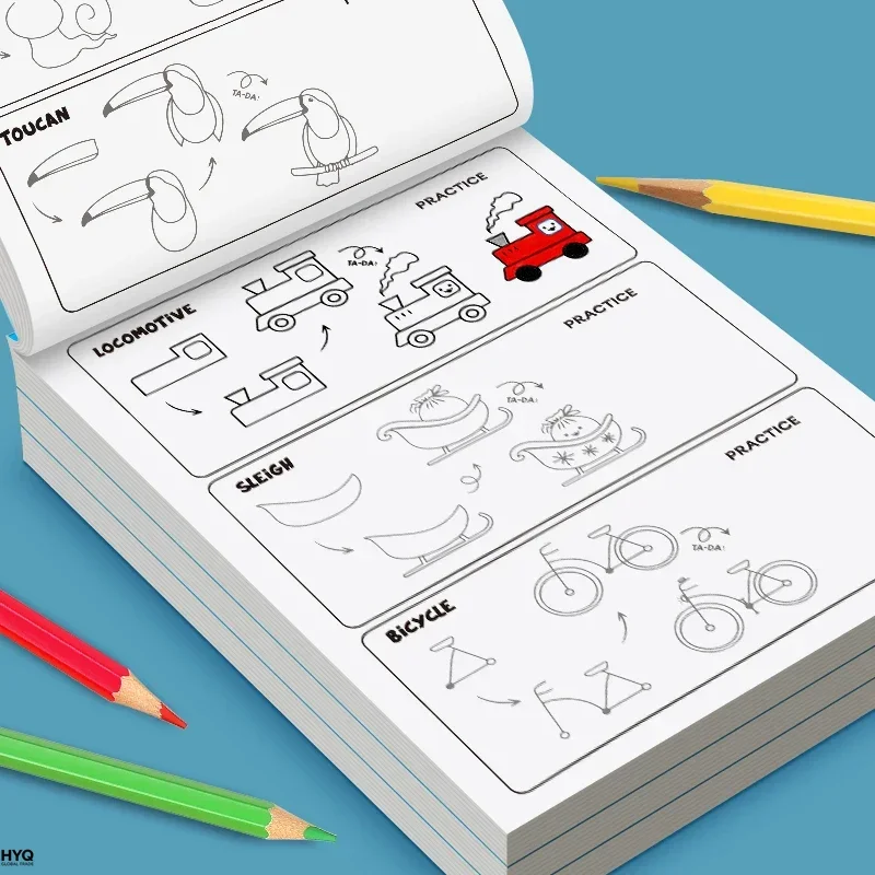 Libro didattico sull'arte per bambini - Come disegnare tutto con semplici passaggi, stimolare la creatività e le abilità di disegno - immagine 3