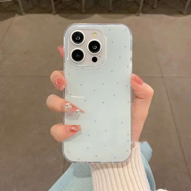 korea-fashion-summer-blue-polka-dots-phone-case-for-iphone-16-pro-15-14