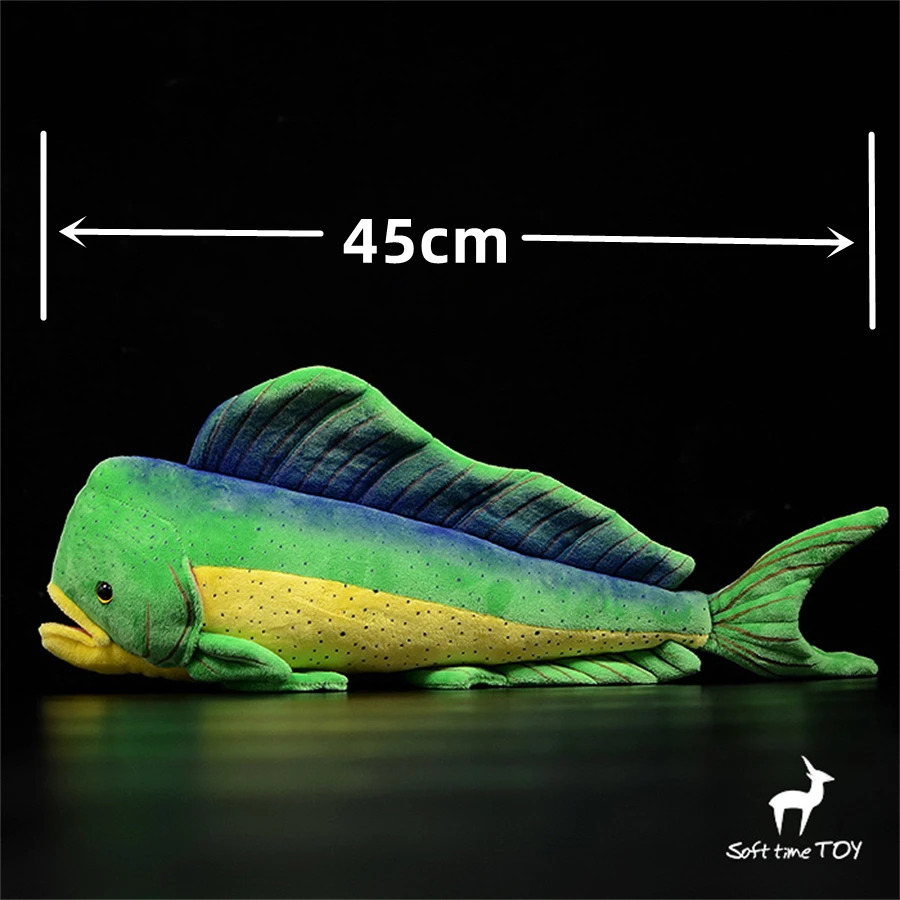 Dolphinfish High Fidelity Anime Cute Arayo Plushie Mahi mahi Plush Toys Lifelike Animals Simulation Stuffed Doll Kawai Toy Gifts 2