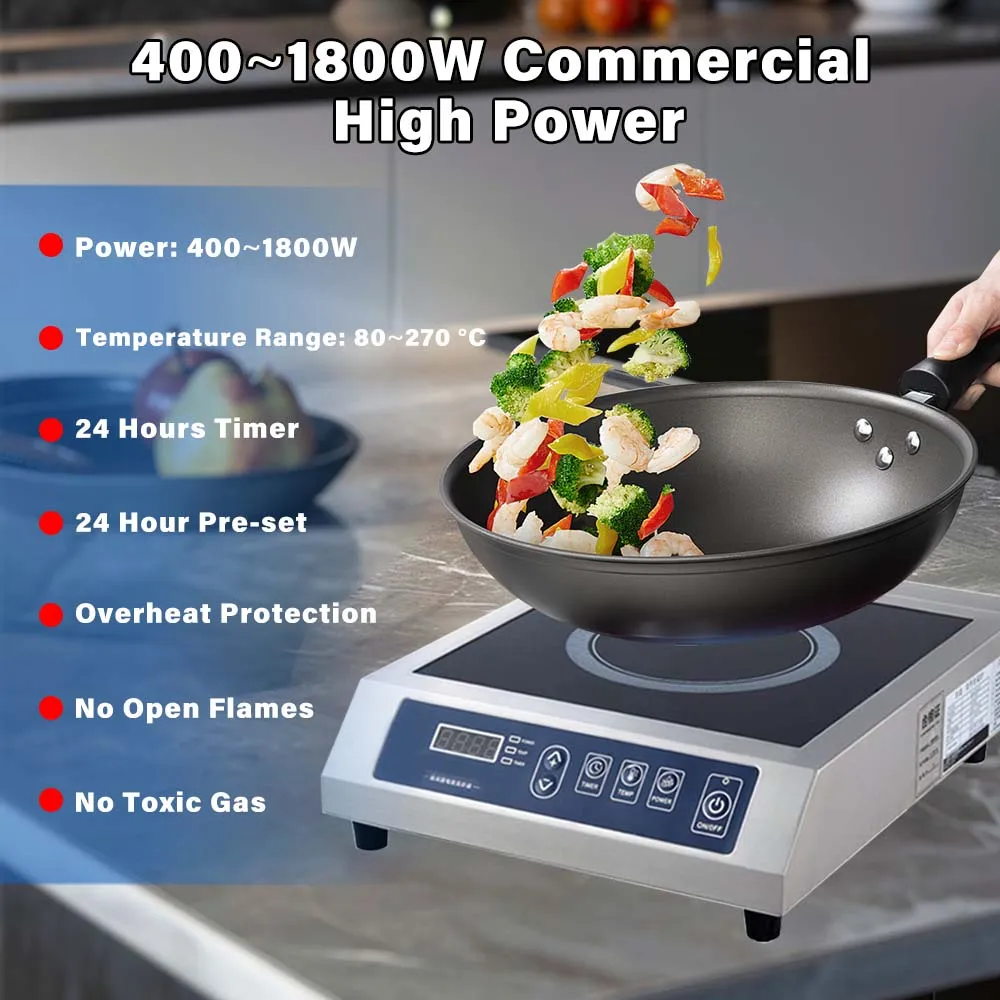 ZD01 Induction Cooktop Induction Cooker Stainless Steel Commercial Grade Countertop Cooker Portable Electric Burner