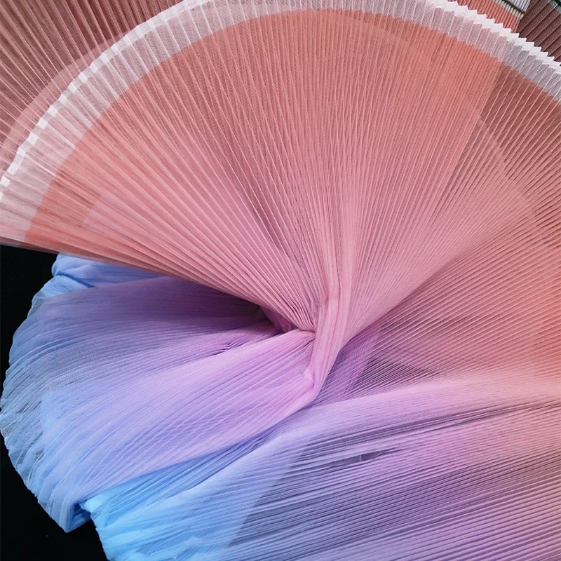 Miyake Gradient Accordion Small Pleated Hard Mesh Fabric Accordion Design Handmade Diy Material Wedding 3d Shape Decoration