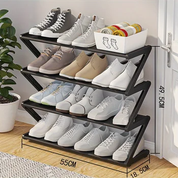 4 Tier Z Shaped Shoe Rack Stackable Storage Organizer No Tools Easy Assembly for Home Dorm Living Room 2