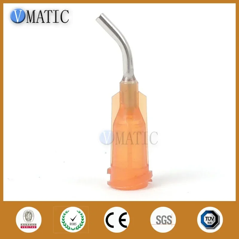 100Pcs 15G Amber 0.5''Tubing 45 Degree Bend Bent Dispensing Needle Tips Blunt End Stainless Steel Needles 1/2 Inch